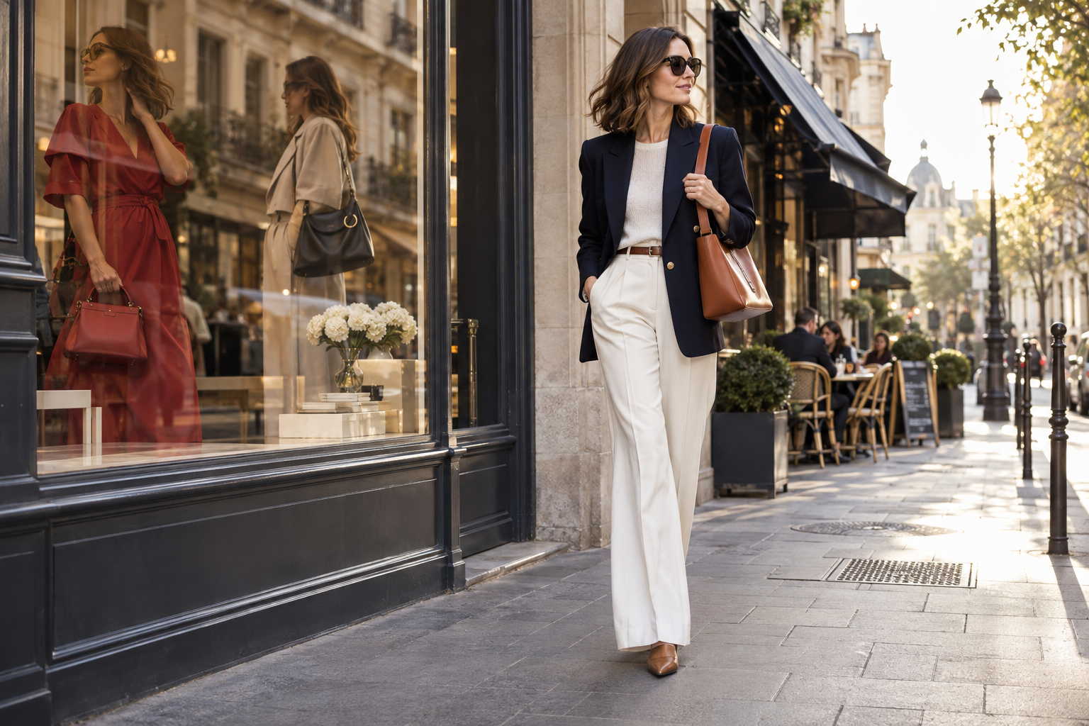 Sac à main élégant associé à une tenue urbaine féminine